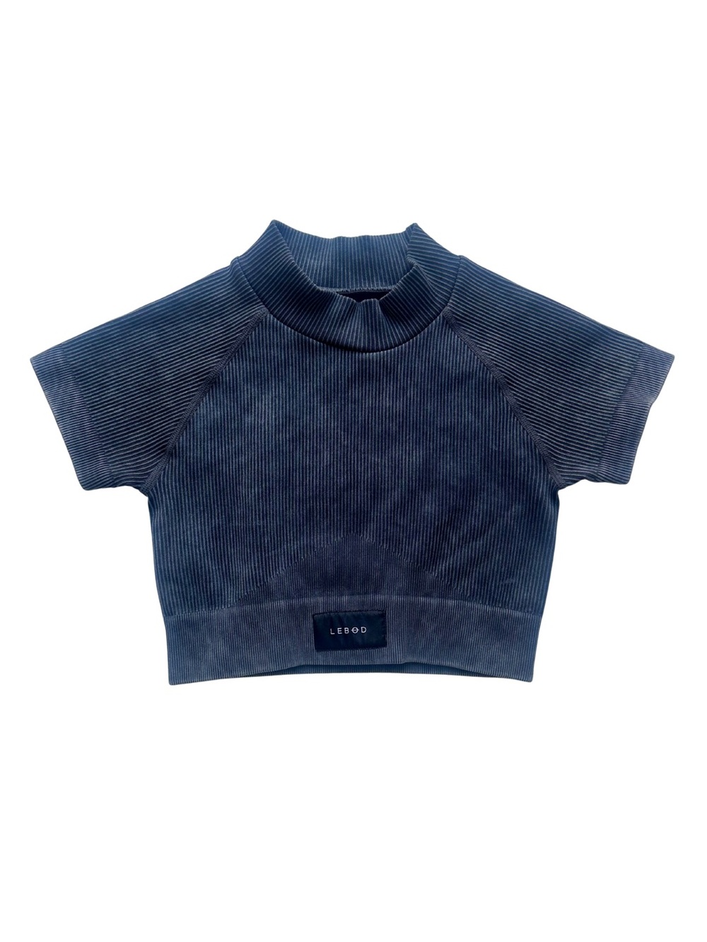 LEBØD Charcoal Mineral Wash Ribbed Seamless Crop Top NWOT